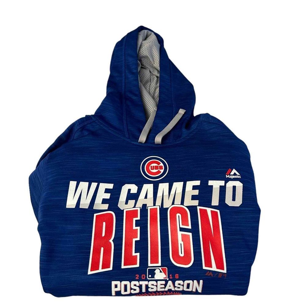 MAJESTIC Chicago Cubs 2016 World Series Hoodie Mens S‎ Blue We Came To Reign MLB